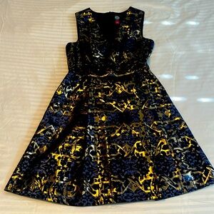 Navy gold cocktail dress